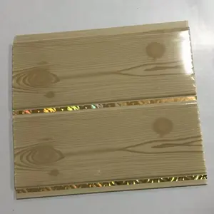 kayu panel desain pvc ( alur permukaan pvc langit-langit dengan garis emas ) 