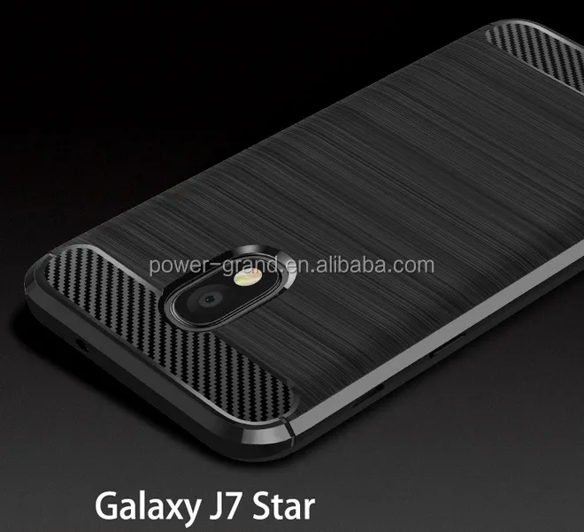 Coque de protection antichoc en fibre de carbone souple pour téléphone portable, étui en TPU pour Samsung Galaxy J7 Star/J7 raffinage 2018/J7V 2nd Gen/Wide 3