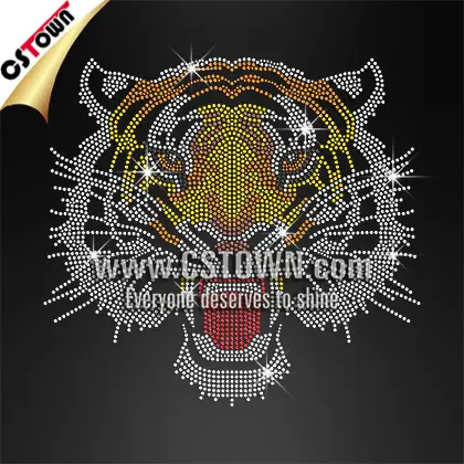 Hot Fix Steentjes Bulk Strass Warmteoverdracht Ontwerpen Bling Tiger Animal Motief Voor Jersey Crystal Plaksteen Custom Size Pony