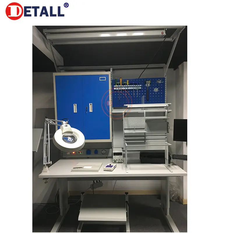 Detall ESD cell phone work station for repairing with magnifying light