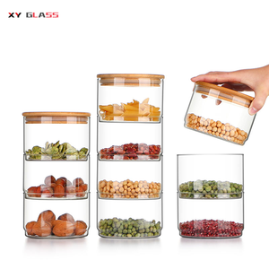 नई डिजाइन उत्पाद बिस्कुट कैंडी के लिए ग्लास दौर टेरारियम stackable जार