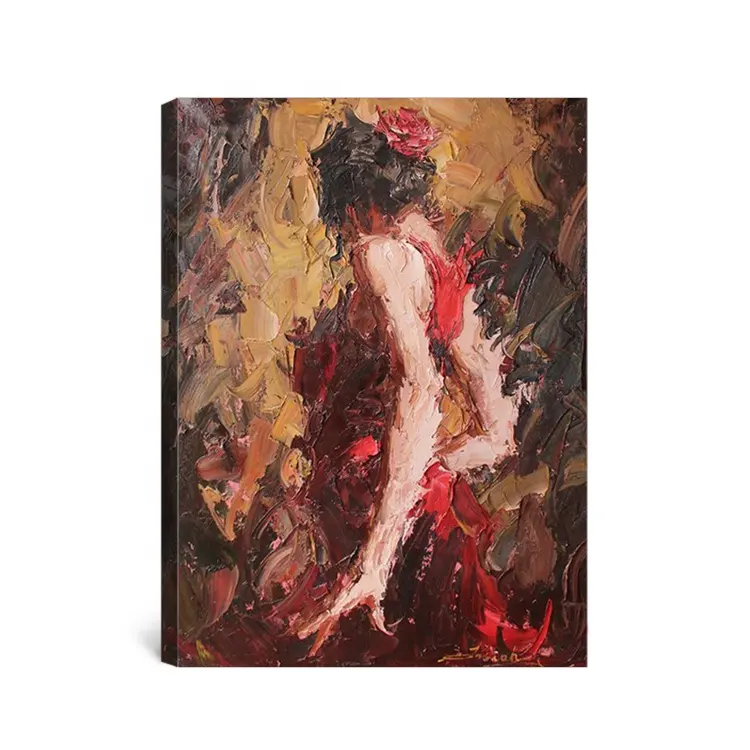 現代の壁アートキャンバス女性ダンサーナイフセックスホット美しい女の子油絵