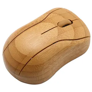 Mouse óptico de madeira para jogos, 2.4g, ecológico, receptor usb wireless de 1600dpi de bambu