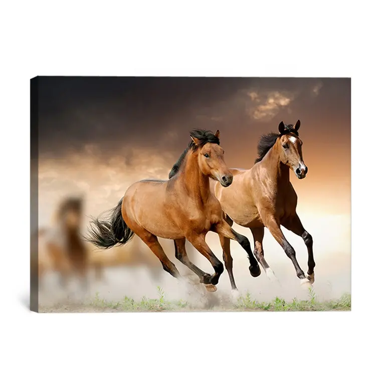 Handmade hot sale horse oil painting of brown horse running for gift