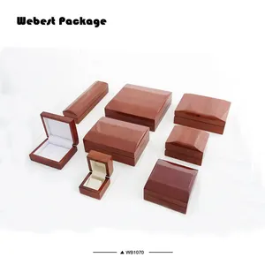 Webest luxury brown wood  gift box packaging funky jewellery jewelry set box with logo