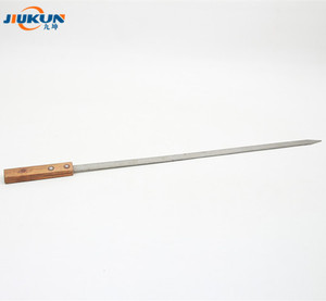 Jiukun Xiên 17 "Thép Không Gỉ 304 Thịt Nướng Xiên Kim Loại Phẳng Nướng Xiên Set, Tái Sử Dụng BBQ <span class=keywords><strong>Sticks</strong></span> Với Tay Cầm Bằng Gỗ - Product Image 4