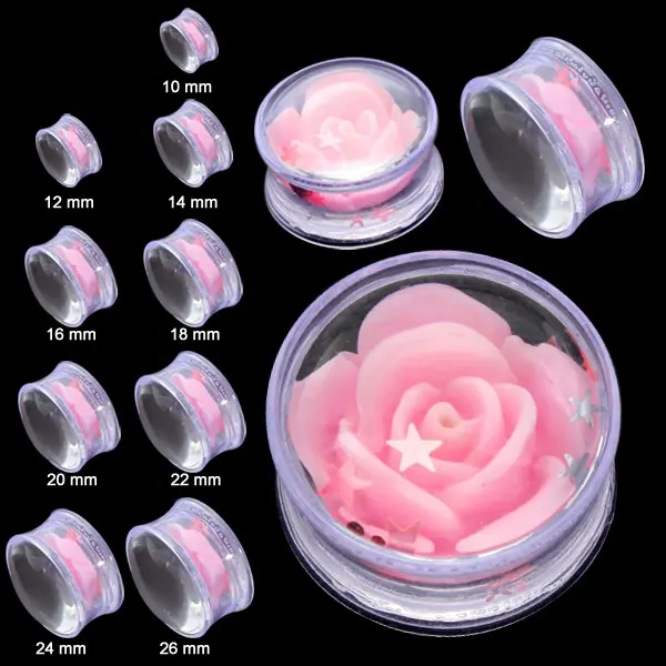 Newest acrylic rose ear plug ear piercing tragus