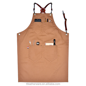 De servicio pesado cera de algodón lona cocina delantal con bolsillo grande en frente - Product Image 1
