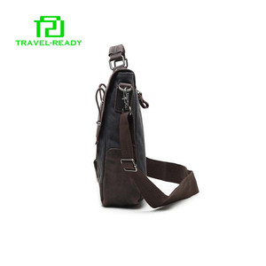 Cuero genuino bolsas para portátiles maletín de lona bolsa de mensajero en bicicleta - Product Image 4