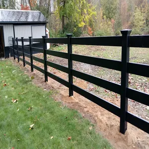 Fentech High Quality 4 Rail Black Horse Fence Ranch Fence Farm Fence