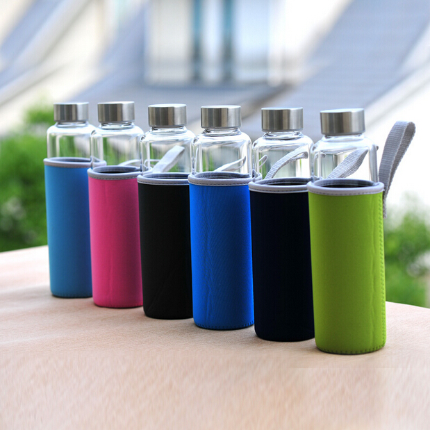 KC-08635 18 OZ Hot And Cold Glass Sports Bottle Borosilicate Glass Drinking Bottle Glass