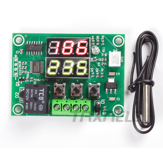 XH-W1219 DC 12V Dual LED Digital Display Thermostat Temperature Controller Regulator Switch Control Relay NTC Sensor Module