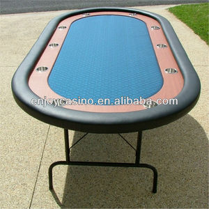 Mesa de póquer de tela de velocidad adecuada azul ovalada de 84 "Premium con copas de acero inoxidable Jumbo y pista de carreras - Product Image 2