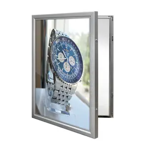 Outdoor Waterproof Lockable Door Open LED Illuminating Poster Display Case