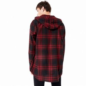 COMMERCIO ALL'INGROSSO di MODO di <span class=keywords><strong>GIOVANE</strong></span> <span class=keywords><strong>UOMO</strong></span> ROSSO NERO PLAID di FLANELLA CAMICIA FELPA CON CAPPUCCIO - Product Image 4