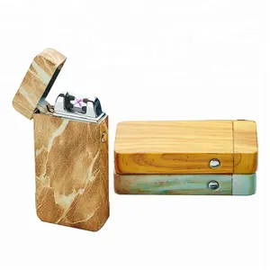 Briquet Arc coupe-vent Rechargeable par USB, impression par transfert à l'eau, couleur bois, nouveau Design