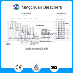 Gradins télescopiques de célébration <span class=keywords><strong>MCTB</strong></span>-302R avec sièges pliants de luxe, gradins de gymnase intérieurs, sièges pour spectateurs - Product Image 6