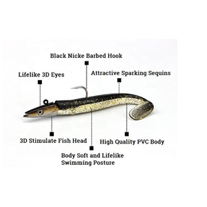 Leurre souple Jighead Sand Eel, appât de jigging, pour morue, cabillaud, basse, gurnard, 11 cm, 22 g, jig Sandeel - Product Image 3