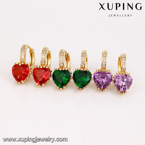 93825-pendientes de corazón de oro de 18 quilates, joyería de moda al por mayor - Product Image 2