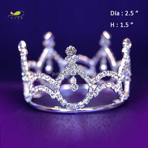 <span class=keywords><strong>Mini</strong></span> Tiara de Cristal para Bebé, Color Dorado, Forma Circular Completa - Product Image 1