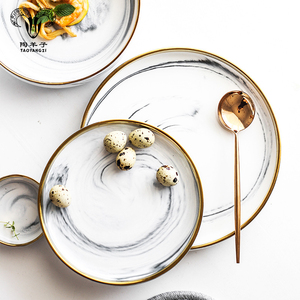 Service <span class=keywords><strong>de</strong></span> table en porcelaine <span class=keywords><strong>de</strong></span> 20 pièces, aspect marbre, plaque dorée, mariage à Dubaï - Product Image 6