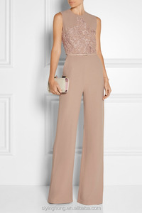 <span class=keywords><strong>Combinaison</strong></span> pour femme, mode douce rose, vêtements personnalisés pour femme, broderie perlée, crêpe sans manches, tenue de soirée - Product Image 3