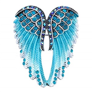 Metal Bling cristal incrustado esmalte Flying Feather Guardian Angel Wing broche joyería para regalos - Product Image 2