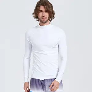 Sjart – vêtements de Surf couleur blanche à manches longues, Rashguard personnalisé, gilet éruption cutanée à séchage rapide pour hommes Rashie UPF50 +