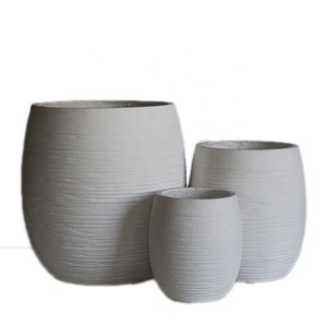 Juego de macetas de <span class=keywords><strong>barro</strong></span> de magnesio de tres piezas para interior/exterior duradero, decoración de plantas verdes minimalistas clásicas para el hogar y el jardín - Product Image 1