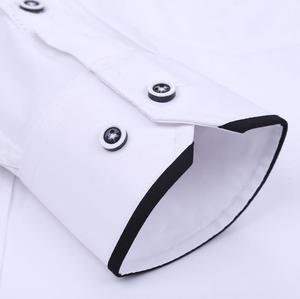 Camisas de vestir de negocios ajustadas de manga larga con cuello mandarín para hombre - Product Image 6