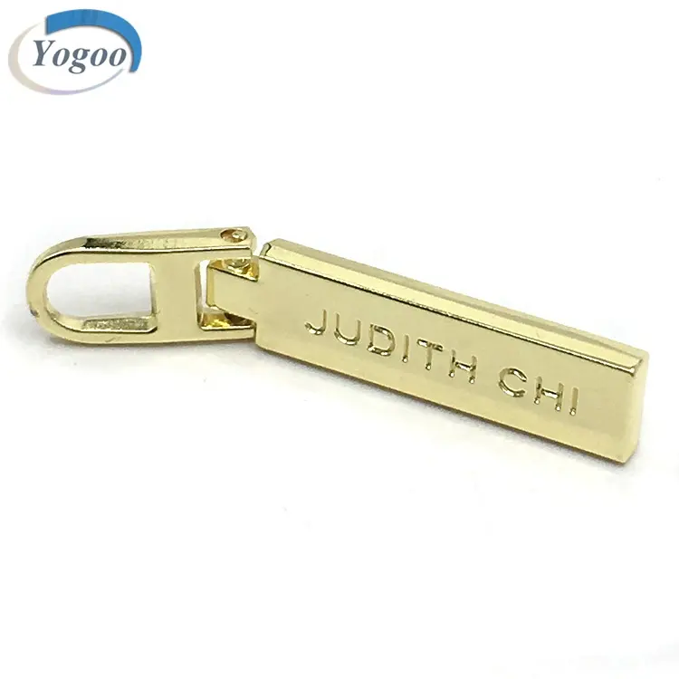 High Quality Plating Gold Zip Head Pulls Custom Brand Name Metal Logo Zipper Puller for Clothing / Bag