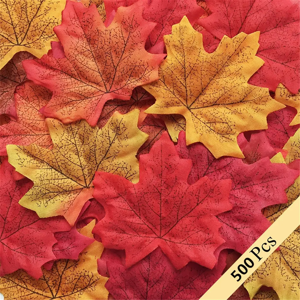 500 Pcs Assorted Mixed Fall Colored Artificial Maple Leaves for Weddings, Events and Decorating