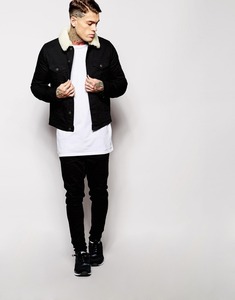 OEM High Quality Wholesale Custom <strong>Black</strong> <strong>Jeans</strong> <strong>Jacket</strong> With Fur Lining <strong>Jean</strong> With <strong>Black</strong> Pants Fur <strong>Jacket</strong> With Fur Inside 179 - Product Image 4