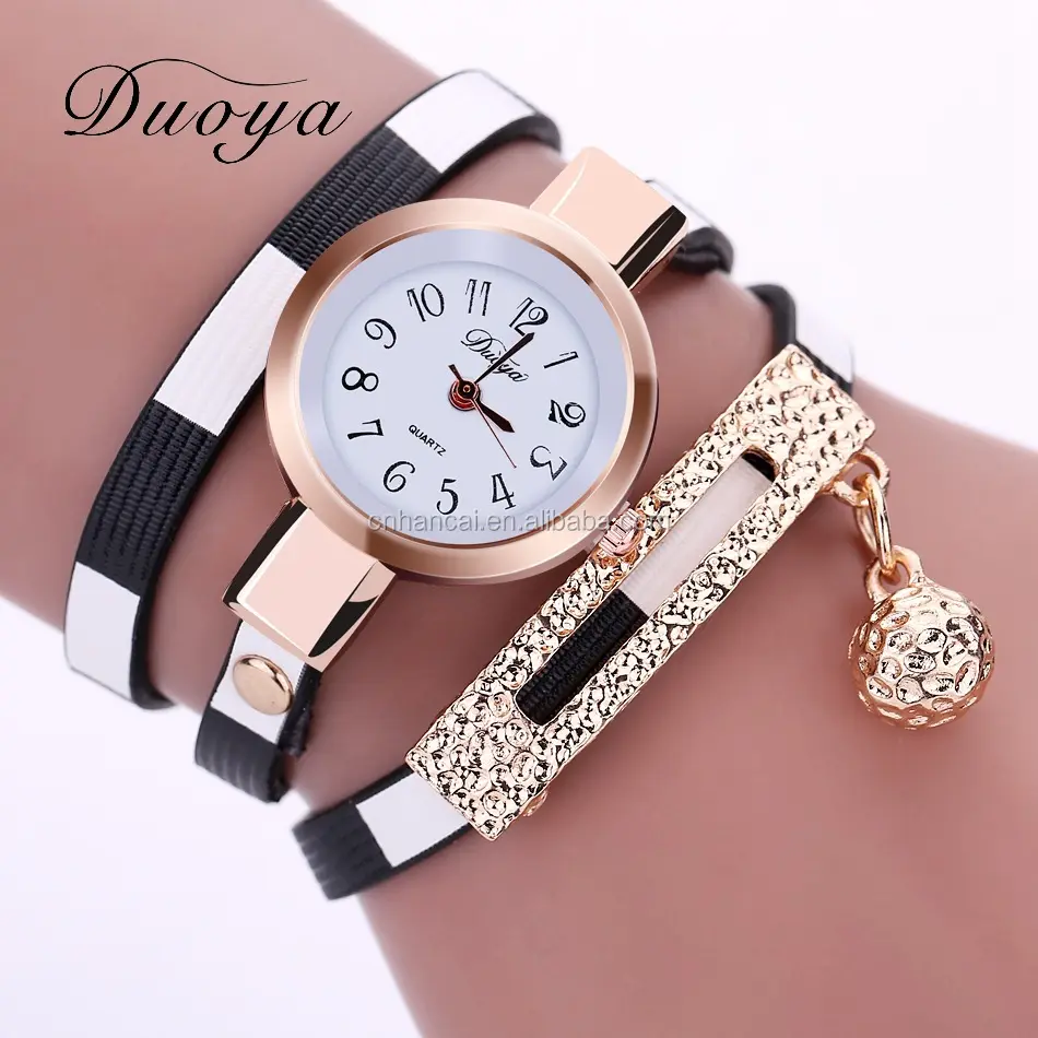 Duoya Watches Luxury Gold Women's Bracelet Wristwatch Ladies Female Leather Vintage Fashion Business Watch Gift