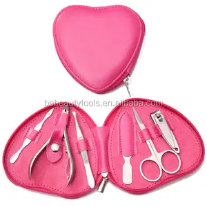 Ưa thích Mini cô gái phụ nữ vẻ đẹp hình trái tim cô gái làm móng tay công cụ chăm sóc Kit trong màu hồng trường hợp
