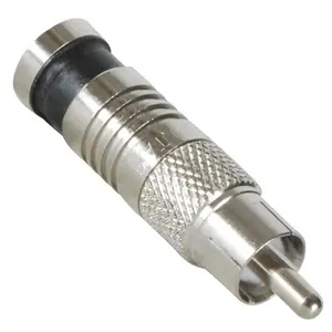 Dual Shield RCA Male Female Compression Audio Connector Brass Body with Nickel Plating for RG6 Coaxial Cable RF Applications