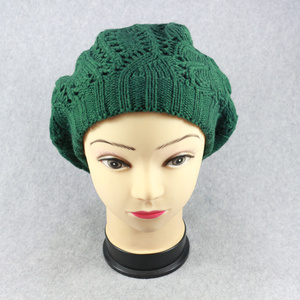 HZM-16276013 erba all'uncinetto cappello 100% acrilico berretto in maglia verde - Product Image 3
