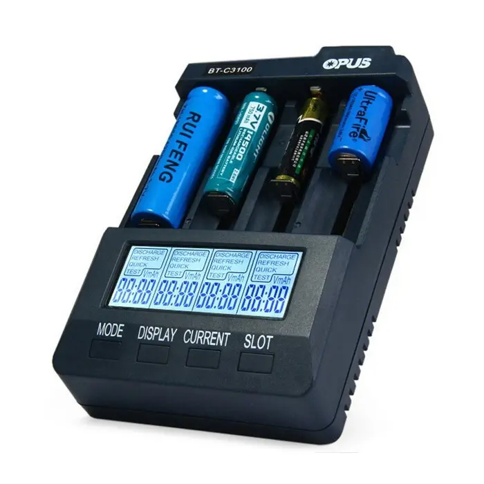 Opus BT - C3100 Digital Intelligent 4 Slots LCD Battery Charger For Li-ion NiCd NiMH AA AAA 10440 18650 Rechargeable Batteries