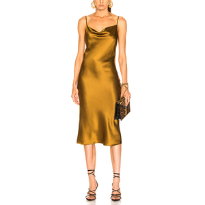 Robe à col bénitier pour femme, à carreaux, tenue à enfiler dorée, nouvelle collection printemps été 2020 - Product Image 1