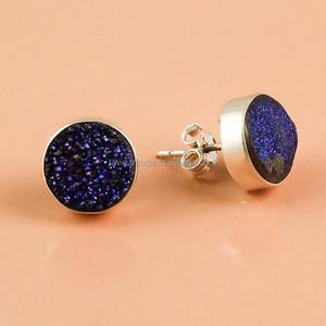 925 Solid Sterling <b>Silver</b> <b>Drop</b> <b>Earrings</b> Custom Druzy Gemstone Jewelry Fine Jewelry Exporter - Product Image 1