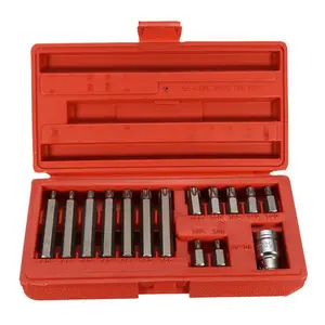 sourcing manufacturer wholesale 15pcs 1/2 Inch Drive Adapter with Metric Hex Wrench Key Socket Bit Set torx bit set