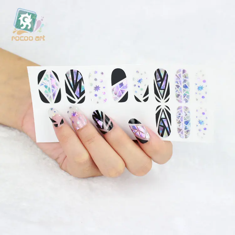 YO-603/2016 Thiết Kế Mới Laser Nail Wraps Nail Stickers