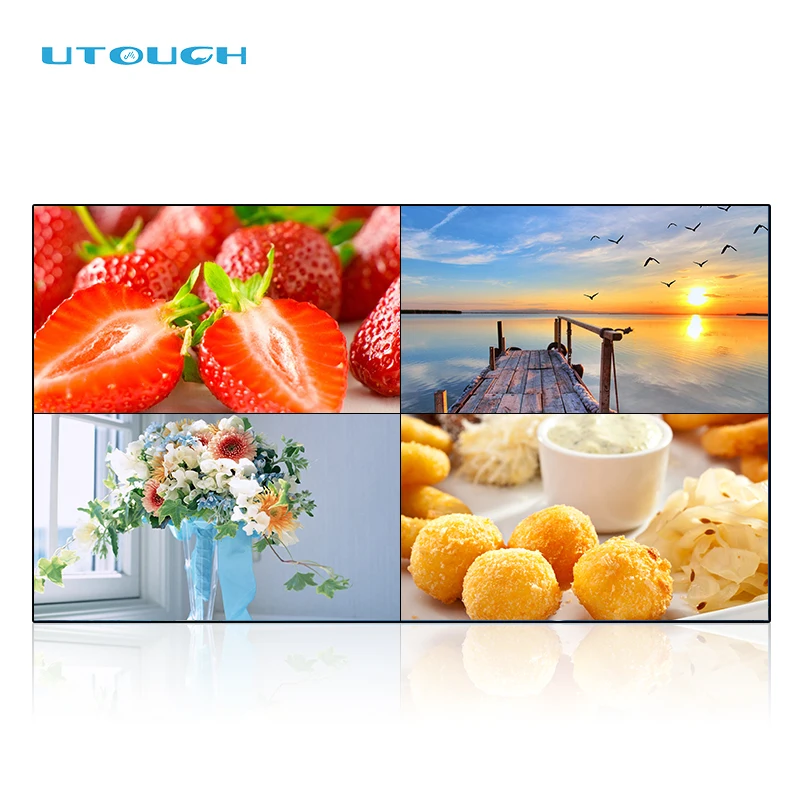 Несколько рекламных экранов видео ТВ дисплей Сращивание экран 2x2 ЖК 4k панель видео стена