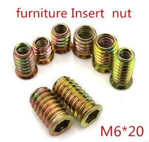 M6 M8 M10 Steel Yellow Zinc Furniture Fixing Threaded Wood <strong>Insert</strong> E <strong>Nut</strong> - Product Image 3