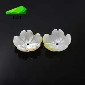 Wholesale machine cut14x3mm white mother of pearl shell flower