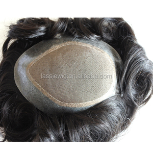 Offre Spéciale vierge humaine remy <span class=keywords><strong>cheveux</strong></span> Durable 3 # <span class=keywords><strong>filet</strong></span> mono autour de PU hommes toupet - Product Image 2