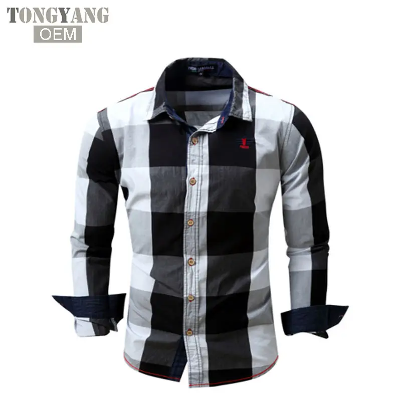 TONGYANG 2021 neues kariertes Herren hemd 100% Baumwolle Business Fashion Casual Langarmhemd Hemden