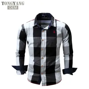 TONGYANG 2021 Người Đàn Ông Mới Của Áo Sơ Mi Kẻ Sọc 100% Cotton Kinh Doanh Thời Trang Giản Dị Dài Tay Áo Sơ Mi Áo Sơ Mi