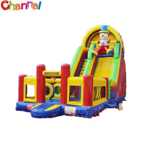 Multi Obstacles Clown slides jumping bounce castle with pool intex Inflatable water slide