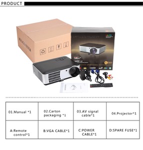 Barato DVB-T tv Multimedia Home Cinema Teatro full HD 3d LED proyector, Proyector de vídeo - Product Image 5